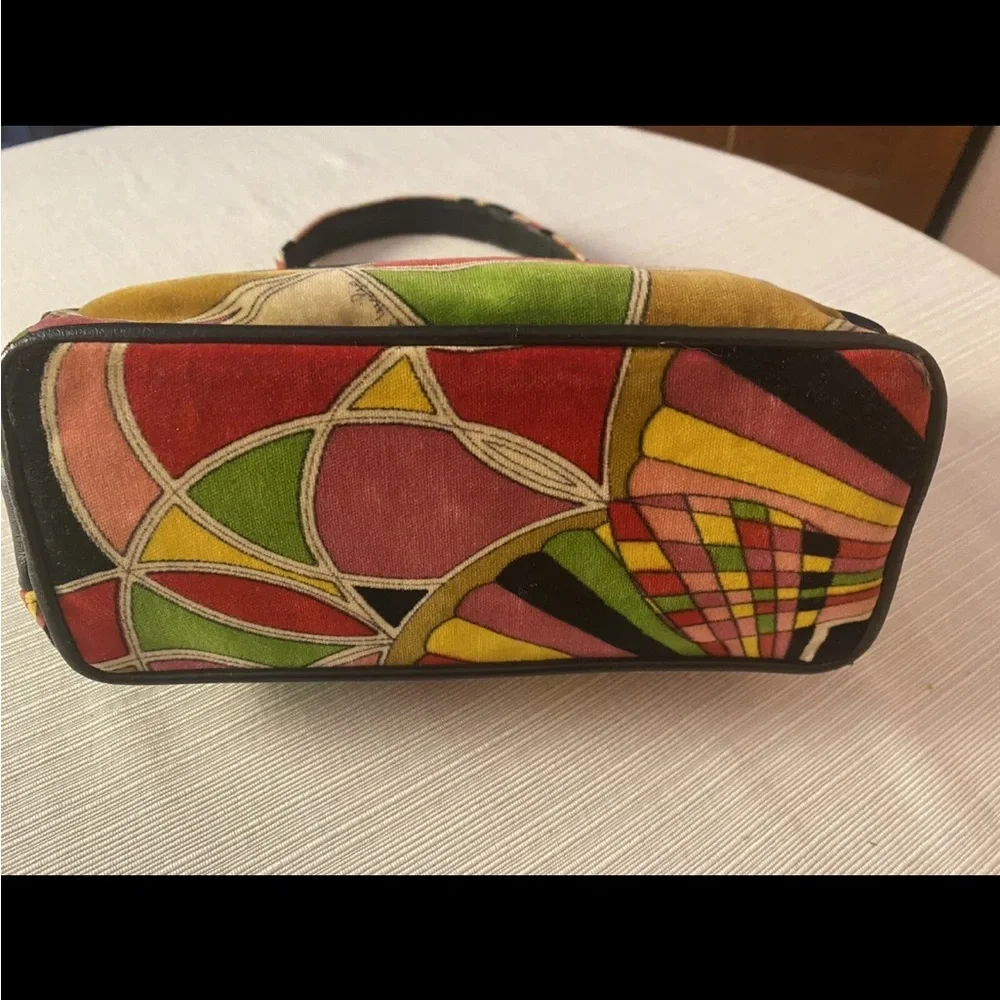 EMILIO PUCCI By Jana Vintage 60's Velvet Handbag‎ Satchel Psychedelic Mod